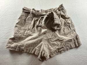 HAVE Los Angeles Since Paperbag Waist Tie Linen Blend Shorts Beige